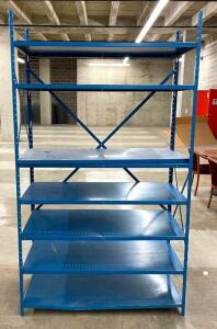 DESCRIPTION METAL SHELVING UNIT LOCATION BASEMENT FILE CABINET STORAGE SIZE 48"X24"X85" QUANTITY: X BID 1