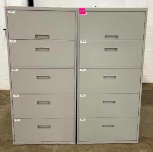 DESCRIPTION (9) 5-DRAWER FILING CABINETS LOCATION BASEMENT FILE CABINET STORAGE THIS LOT IS SOLD BY THE PIECE QUANTITY: X BID 9