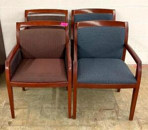 DESCRIPTION (4) OFFICE LOUNGE CHAIRS LOCATION BASEMENT FILE CABINET STORAGE THIS LOT IS SOLD BY THE PIECE QUANTITY: X BID 4