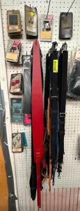 LARGE GROUP OF GUITAR STRAPS AND ASSORTED EQUIPMENT AND ACCESSORIES