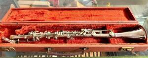 VINTAGE A. FONTAINE SILVERPLATED CLARINET WITH CASE