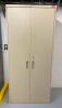 DESCRIPTION 2-DOOR METAL STORAGE CABINET W/ CONTENTS INCLUDED LOCATION TELEPHONE EQUIPMENT ROOM SIZE 36" X 24" X 80" THIS LOT IS ONE MONEY QUANTITY 1 - 2