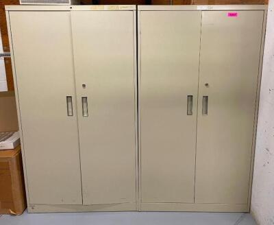 DESCRIPTION (2) 2-DOOR METAL CABINETS LOCATION TELEPHONE EQUIPMENT ROOM SIZE 36"X18"X64" THIS LOT IS SOLD BY THE PIECE QUANTITY: X BID 2