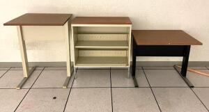 DESCRIPTION ASSORTED OFFICE FURNITURE AS SHOWN LOCATION MAIL ROOM THIS LOT IS ONE MONEY QUANTITY 1