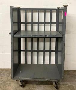 DESCRIPTION (2) 2-TIER HEAVY DUTY MAIL CART W/ REMOVABLE SHELF LOCATION MAIL ROOM HALLWAY SIZE 39" X 22" X 62" THIS LOT IS SOLD BY THE PIECE QUANTITY