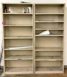DESCRIPTION (2) METAL SHELVING UNITS LOCATION MAIL ROOM STORAGE AREA SIZE 36"X12"X84" THIS LOT IS SOLD BY THE PIECE QUANTITY: X BID 2