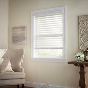 (3)- CORDLESS WHITE WOOD BLINDS