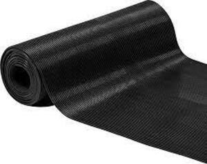 DESCRIPTION: (1) ROLL OF CORRUGATED VINYL RUNNER MAT BRAND/MODEL: COMMERCIAL MATS INFORMATION: BLACK, WITH LINES SIZE: 7/8" X 3' X 45' RETAIL$: $2649.