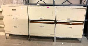 DESCRIPTION (3) ASSORTED FILING CABINETS AS SHOWN LOCATION BASEMENT PALLET RACKING THIS LOT IS SOLD BY THE PIECE QUANTITY: X BID 3