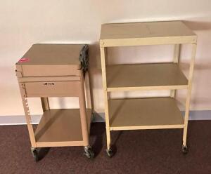 DESCRIPTION ASSORTED OFFICE CARTS AS SHOWN LOCATION MAIL ROOM HALLWAY THIS LOT IS ONE MONEY QUANTITY 1