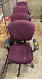 DESCRIPTION (5) PURPLE OFFICE CHAIRS THIS LOT IS SOLD BY THE PIECE QUANTITY: X BID 5