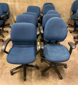 DESCRIPTION (10) ASSORTED BLUE OFFICE CHAIRS THIS LOT IS SOLD BY THE PIECE QUANTITY: X BID 10