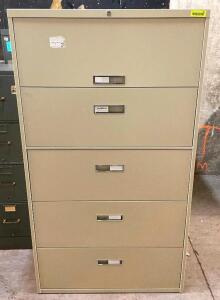 DESCRIPTION (4) 5-DRAWER FILING CABINETS SIZE 36"X18"X64" THIS LOT IS SOLD BY THE PIECE QUANTITY: X BID 4