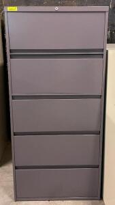 DESCRIPTION (2) 5-DRAWER FILING CABINETS SIZE 30"X18"X64" THIS LOT IS SOLD BY THE PIECE QUANTITY: X BID 2