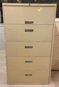 DESCRIPTION (6) 5-DRAWER FILING CABINETS SIZE 36"X18"X64" THIS LOT IS SOLD BY THE PIECE QUANTITY: X BID 6