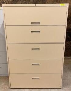 DESCRIPTION (3) 5-DRAWER FILING CABINETS SIZE 42"X18"X64" THIS LOT IS SOLD BY THE PIECE QUANTITY: X BID 3