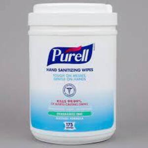 DESCRIPTION: (6) HAND SANITIZING WIPES BRAND/MODEL: PURELL INFORMATION: FRAGRANCE FREE SIZE: 175 WIPES PER CONTAINER RETAIL$: $10.99 EA QTY: 6