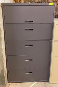 DESCRIPTION (3) 5-DRAWER FILING CABINETS SIZE 36"X18"X64" THIS LOT IS SOLD BY THE PIECE QUANTITY: X BID 3