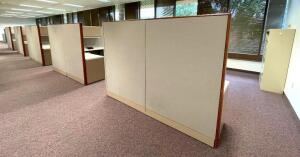 DESCRIPTION (5) CUBICLE UNITS ADDITIONAL INFO INCLUDES ALL DESKS AND FILING CABINETS ENCLOSED THIS LOT IS SOLD BY THE PIECE QUANTITY: X BID 5