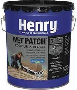 DESCRIPTION: (1) RUBBERIZED WET PATCH ROOF CEMENT LEAK REPAIR BRAND/MODEL: HENRY #208R SIZE: 5 GALLON RETAIL$: $115.49 QTY: 1