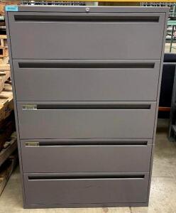 DESCRIPTION (2) 5-DRAWER FILING CABINETS SIZE 36"X18"X55" THIS LOT IS SOLD BY THE PIECE QUANTITY: X BID 2