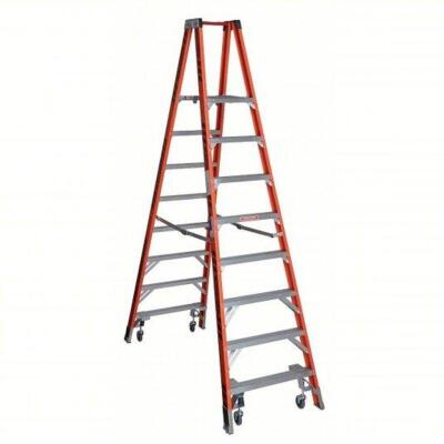 DESCRIPTION: (1) TWIN PLATFORM STEPLADDER BRAND/MODEL: WERNER/PT7408-4C INFORMATION: 300LB CAPACITY SIZE: 10' LADDER HEIGHT, 8' PLATFORM HEIGHT RETAIL