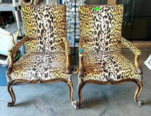 (2)- LEOPARD PRINT CHAIRS