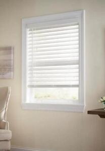 (3)- WHITE CORDLESS WOOD BLINDS