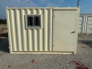 12 FT STORAGE CONTAINER Single Walk Door, Window, Fork Pockets