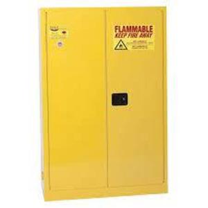 DESCRIPTION: (1) FLAMMABLE LIQUID CABINET BRAND/MODEL: EAGLE/1947X INFORMATION: YELLOW/2-DOOR/CAPACITY: 45 GAL/DAMAGED, SEE FOR INSPECTION SIZE: 43"W