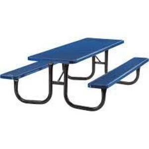 DESCRIPTION: (1) RECTANGULAR PICNIC TABLE BRAND/MODEL: ULTRASITE INFORMATION: BLUE SIZE: 218 LBS RETAIL$: $1220.00 EA QTY: 1