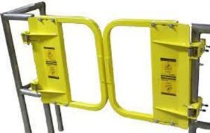 DESCRIPTION: (1) DOUBLE DOOR SAFETY GATE4 BRAND/MODEL: PS INDUSTRIES #422L44 INFORMATION: YELLOW SIZE: STEEL, FOR 46 IN TO 52 1/2 IN OPENING WD, 22 1/