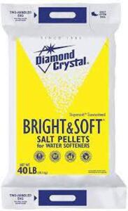 DESCRIPTION: (10) BAGS OF BRIGHT AND SOFT SALT WATER PELLETS BRAND/MODEL: DIAMOND CRYSTAL SIZE: 40 LB RETAIL$: $10.47 EA QTY: 10