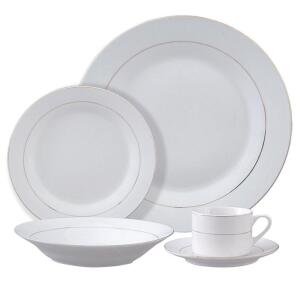 GIBSON 12PC TUXEDO DELUXE DINNERWARE SET RETAILS FOR $33.99