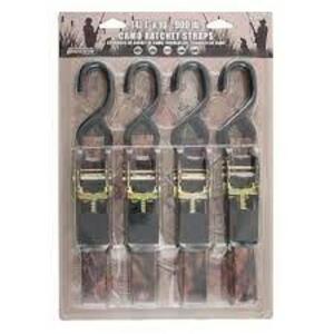 DESCRIPTION: (2) PACKS OF (4) RATCHETING TIE-DOWN STRAP BRAND/MODEL: ERICKSON #01419 INFORMATION: CAMOUFLAGE SIZE: 1X10 RETAIL$: $38.42 EA QTY: 2