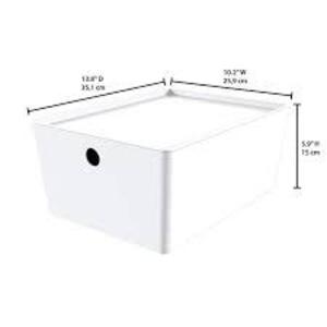 DESCRIPTION: (4) LIDDED STORAGE CONTAINERS BRAND/MODEL: MAINSTAYS INFORMATION: WHITE SIZE: LARGE RETAIL$: $8.98 EA QTY: 4