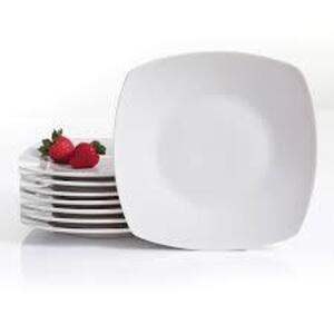 GIBSON 8PC ZEN BUFFETWARE DINNER PLATE SET RETAILS FOR $25.49