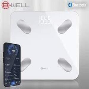 DESCRIPTION: (1) BLUETOOTH SMART SCALE BRAND/MODEL: B WELL #BW-HW-SS-00-WT INFORMATION: WHITE SIZE: 12 METRIC MODES RETAIL$: $29.97 EA QTY: 1