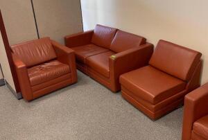 (3) - PC. SEATING ARRANGEMENT SET WITH LOVE SEAT AND LOUNGE CHAIRS