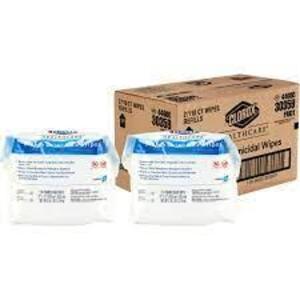 DESCRIPTION: (3) CASE OF (2) BAGS OF HEALTHCARE BLEACH GERMICIDAL WIPES REFILL BRAND/MODEL: CLOROX #30359 SIZE: 110 WIPES RETAIL$: $50.00 EA QTY: 3