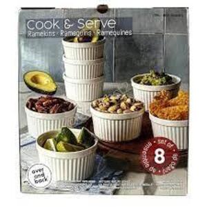 DESCRIPTION: (1) BOX OF (8) RAMEKINS BRAND/MODEL: COOK AND SERVE #1648340 INFORMATION: WHITE RETAIL$: $30.00 EA QTY: 1