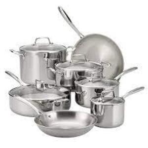 DESCRIPTION: (1) STAINLESS COOKWARE SET BRAND/MODEL: TRAMONTINA SIZE: 12 PC RETAIL$: $279.95 EA QTY: 1