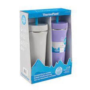 DESCRIPTION: (1) SET OF (2) INSULATED TUMBLER BRAND/MODEL: THERMOFLASK INFORMATION: PURPLE AND GREY SIZE: 32 OZ RETAIL$: $23.99 EA QTY: 1