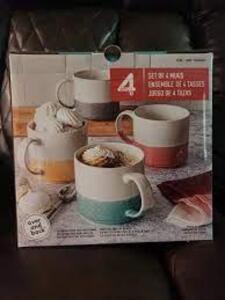 DESCRIPTION: (1) SET OF (4) MUGS BRAND/MODEL: OVER AND BACK RETAIL$: $10.00 EA QTY: 1