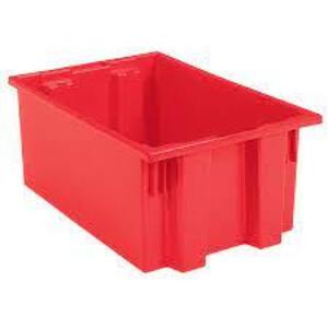 DESCRIPTION: (4) NEST AND STACK STORAGE CONTAINER BRAND/MODEL: AKO-MILS #35-I90 INFORMATION: RED SIZE: 19-1/2L RETAIL$: $44.04 EA QTY: 4