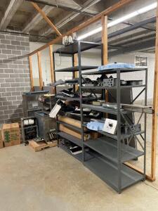 SHELVING UNIT WITH CONTENTS OF CAGED AREA