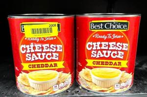 (2)- LARGE CANS OF CHEESE SAUCE