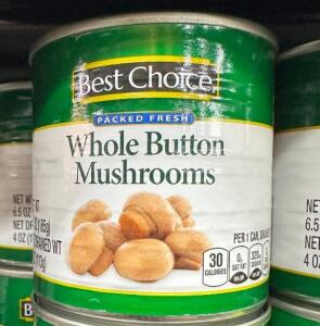 (21)- CANS OF WHOLE BUTTON MUSHROOMS