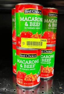 (10)- CANS OF MACARONI AND BEEF