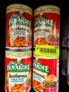 (20)- CANS OF CHEF BOYARDEE BEEFARONI